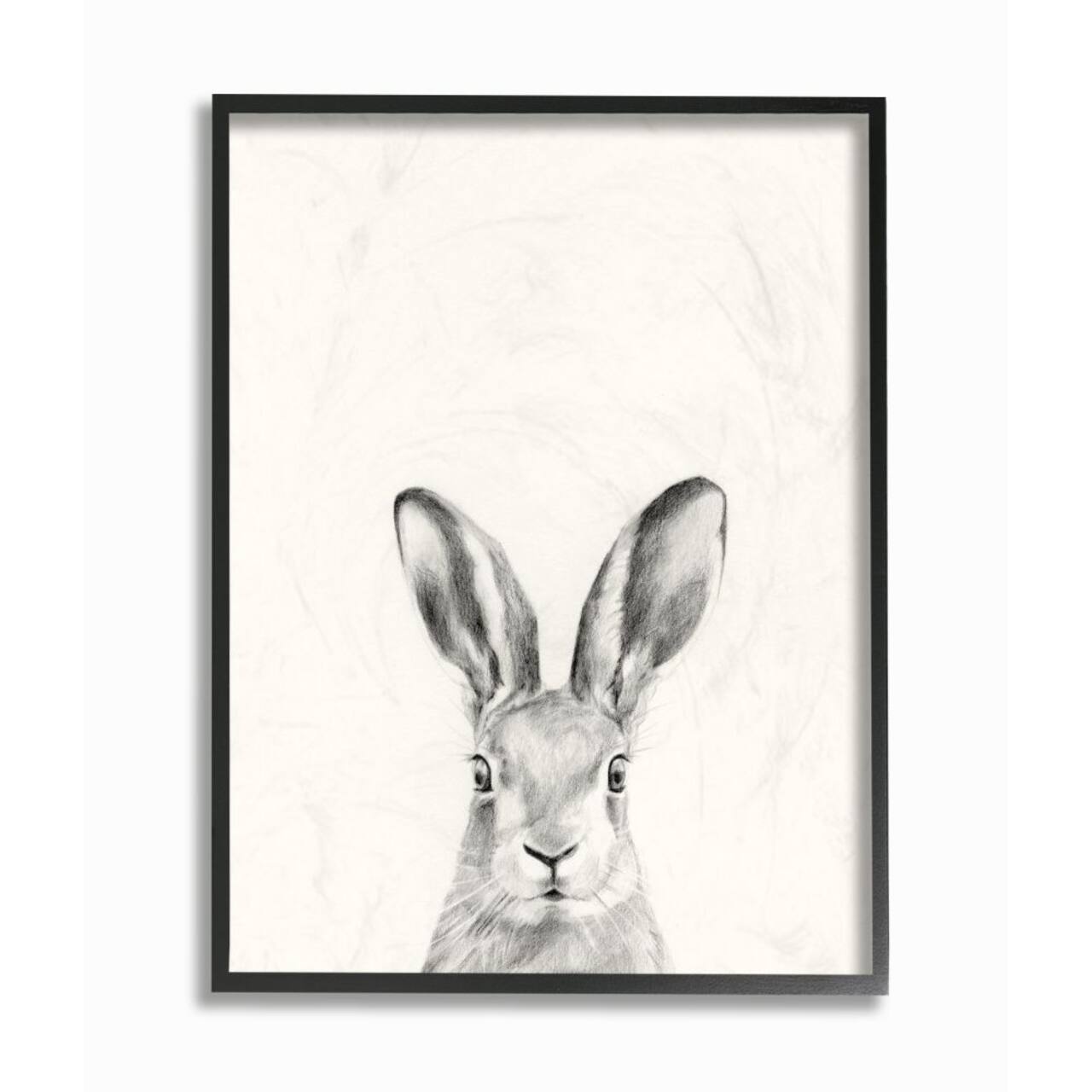 Stupell Industries Bunny Rabbit Portrait Grey Drawing Design Framed Wall Art